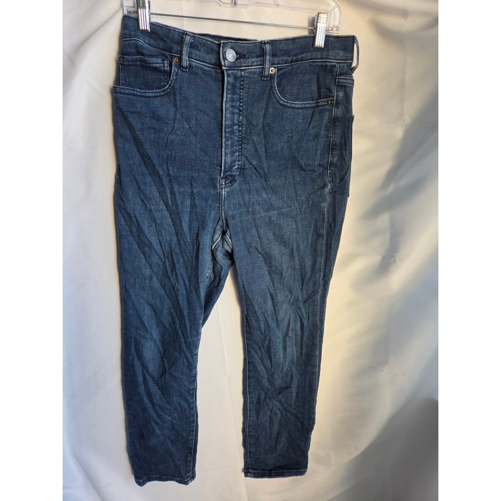Express Slim Ankle Jeans Womens  Blue Dark Wash Slim Super High Rise